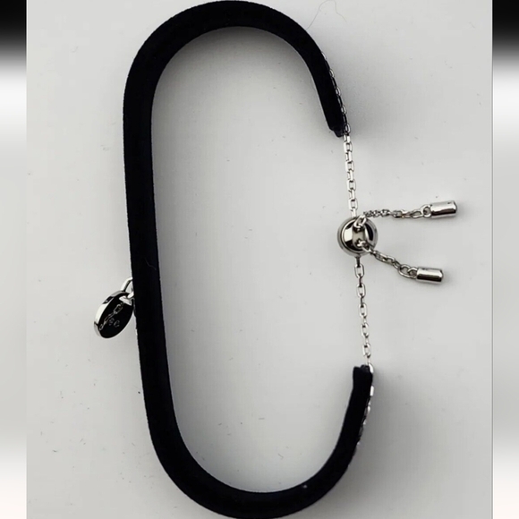 NIB Swarovski Simple Rhodium Adjustable Disc Chain Slide Bracelet  - Picture 6 of 7